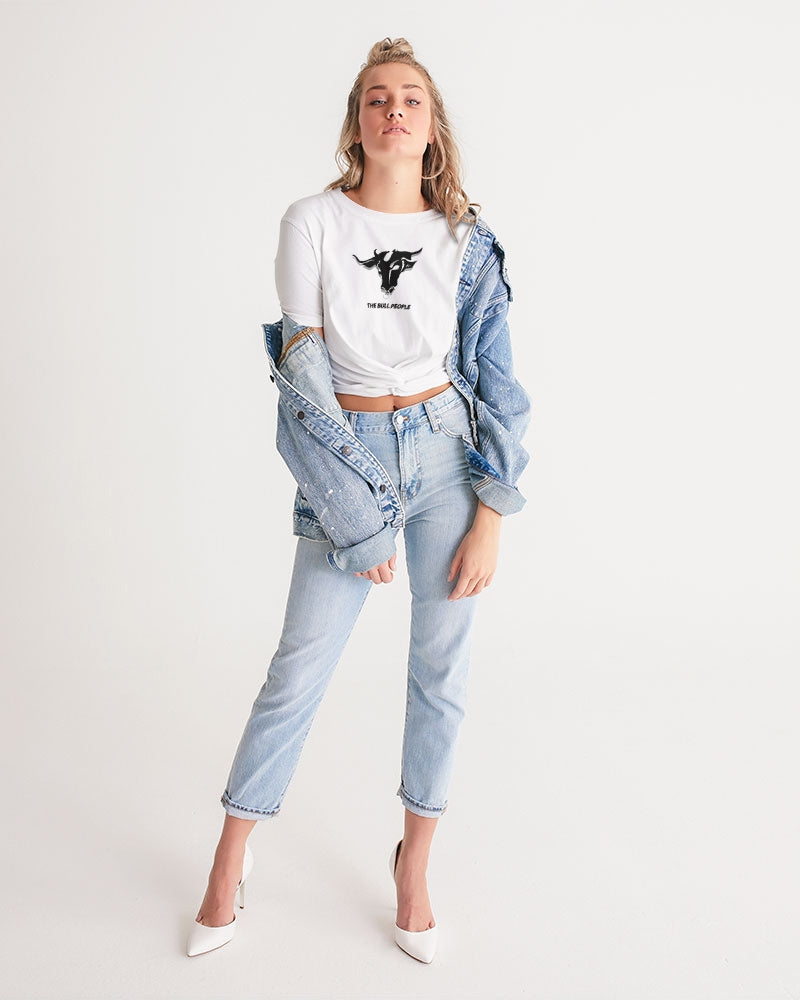 the white  bull women's twist-front cropped tee