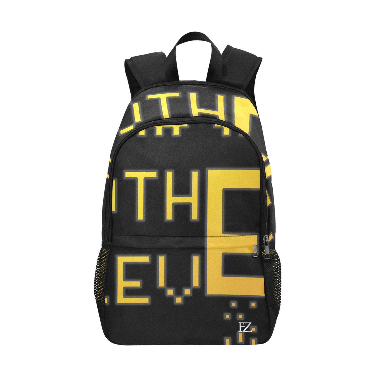 fz yellow levels backpack one size / fz levels backpack - black all-over print unisex casual backpack with side mesh pockets (model 1659)