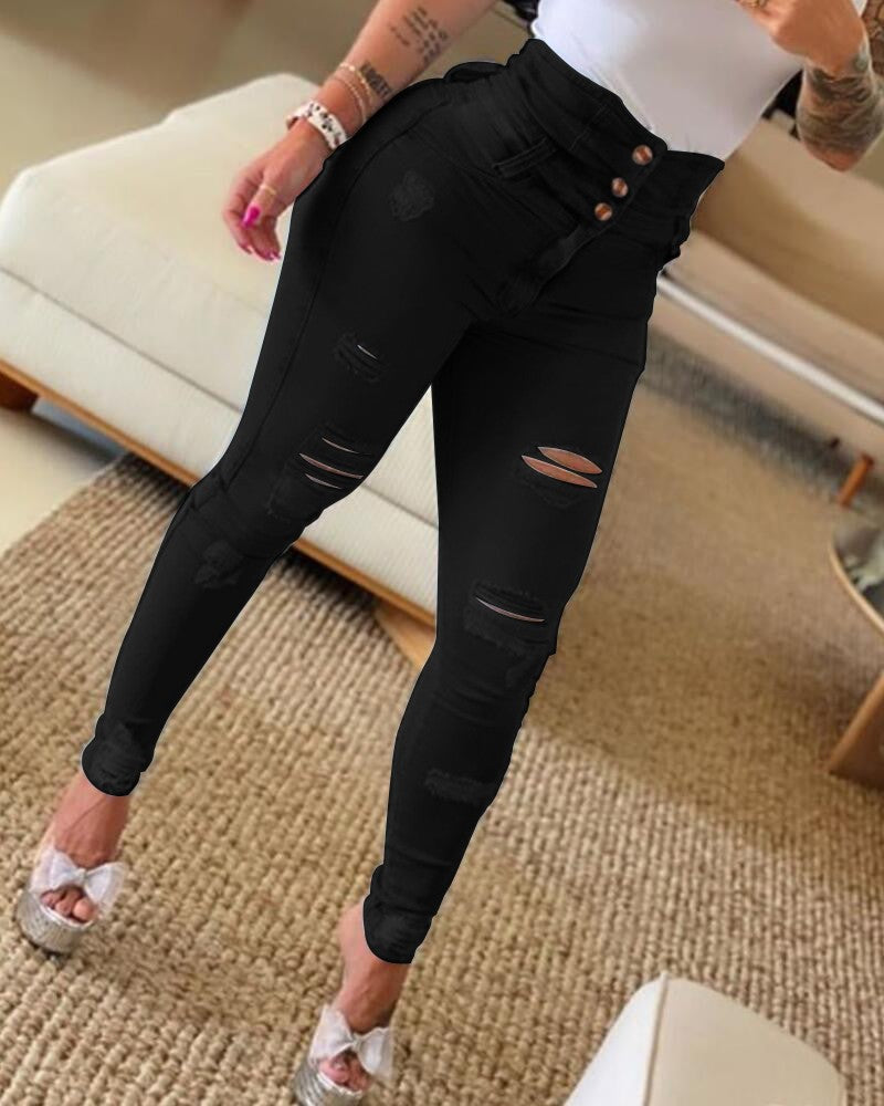 FZ γυναικείο τζιν παντελόνι με ψηλόμεσο σκίσιμο