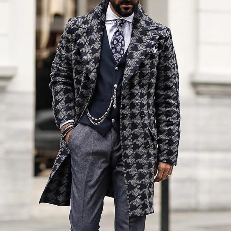 fz men's british style solid color long jacket