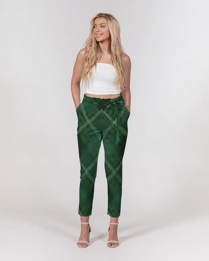 fzwear plaid women's belted tapered pants