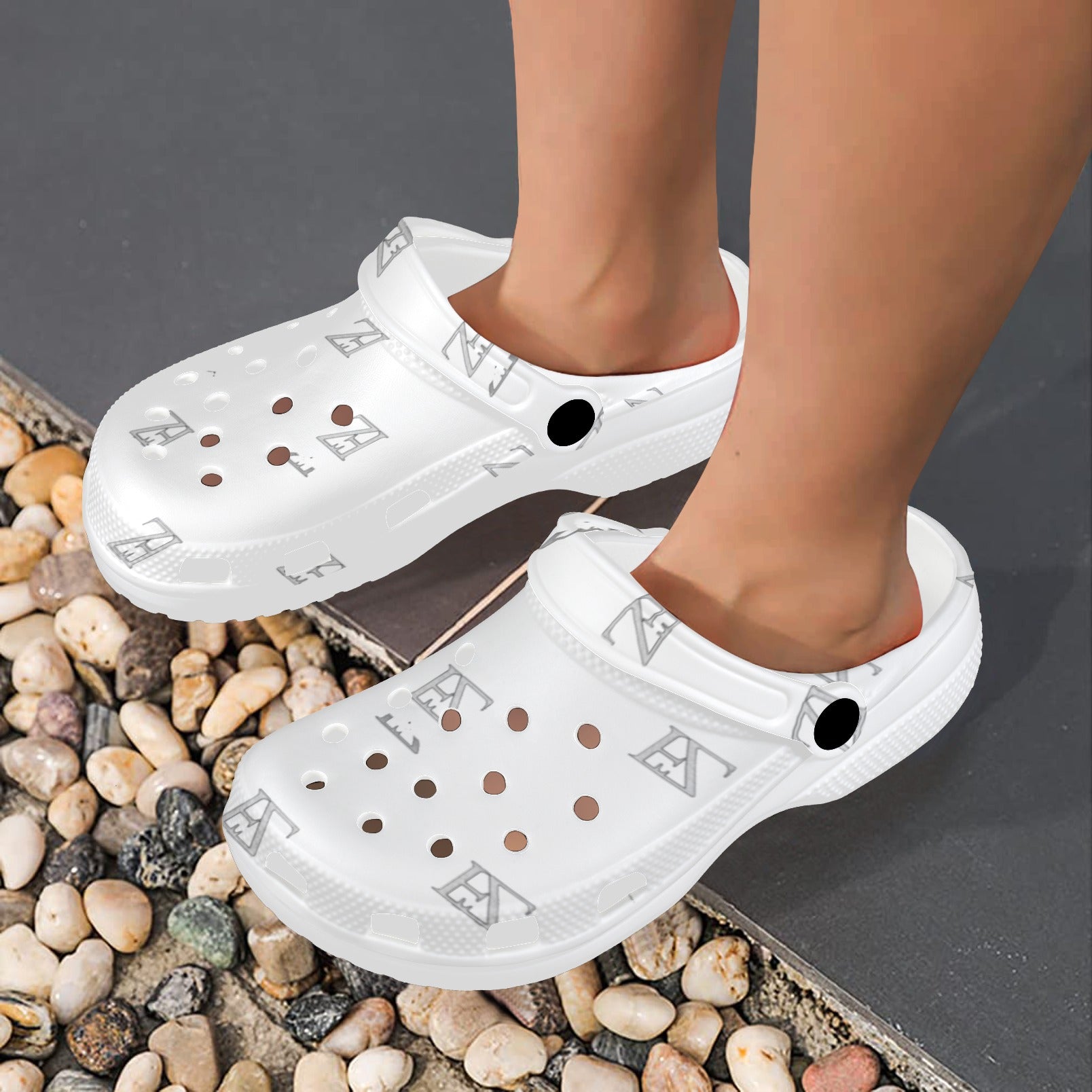 fz unisex sandals - white custom print adults clogs
