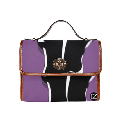 fz bull handbag one size / fz bull handbag - purple all over print waterproof canvas bag(model1641)(brown strap)