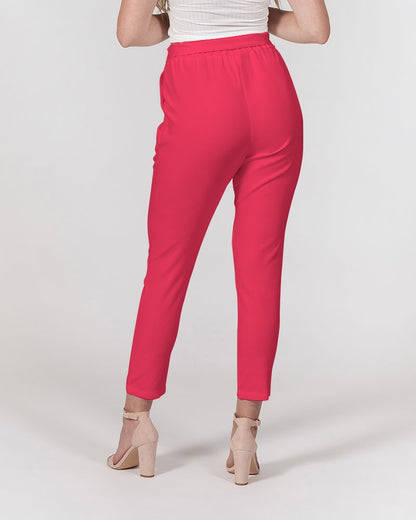 fzwear salmon pink women's belted tapered pants