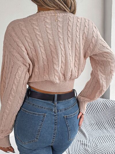 FZ Women's Twisted Cable-Knit V-Neck Sweater Top - FZwear