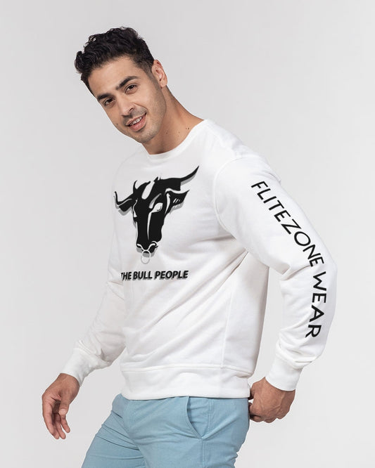 the white  bull men's classic french terry crewneck pullover