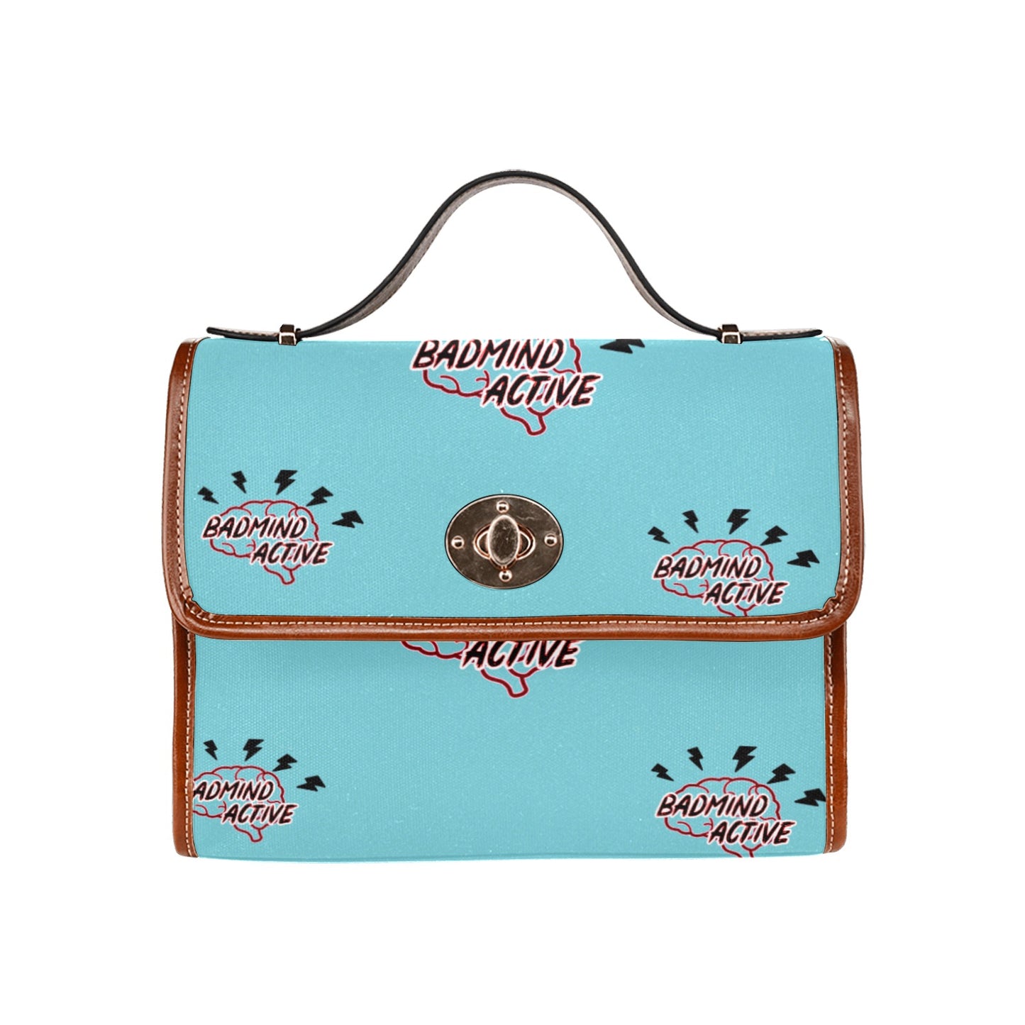 fz mind handbag one size / fz - mind bag-bluish all over print waterproof canvas bag(model1641)(brown strap)