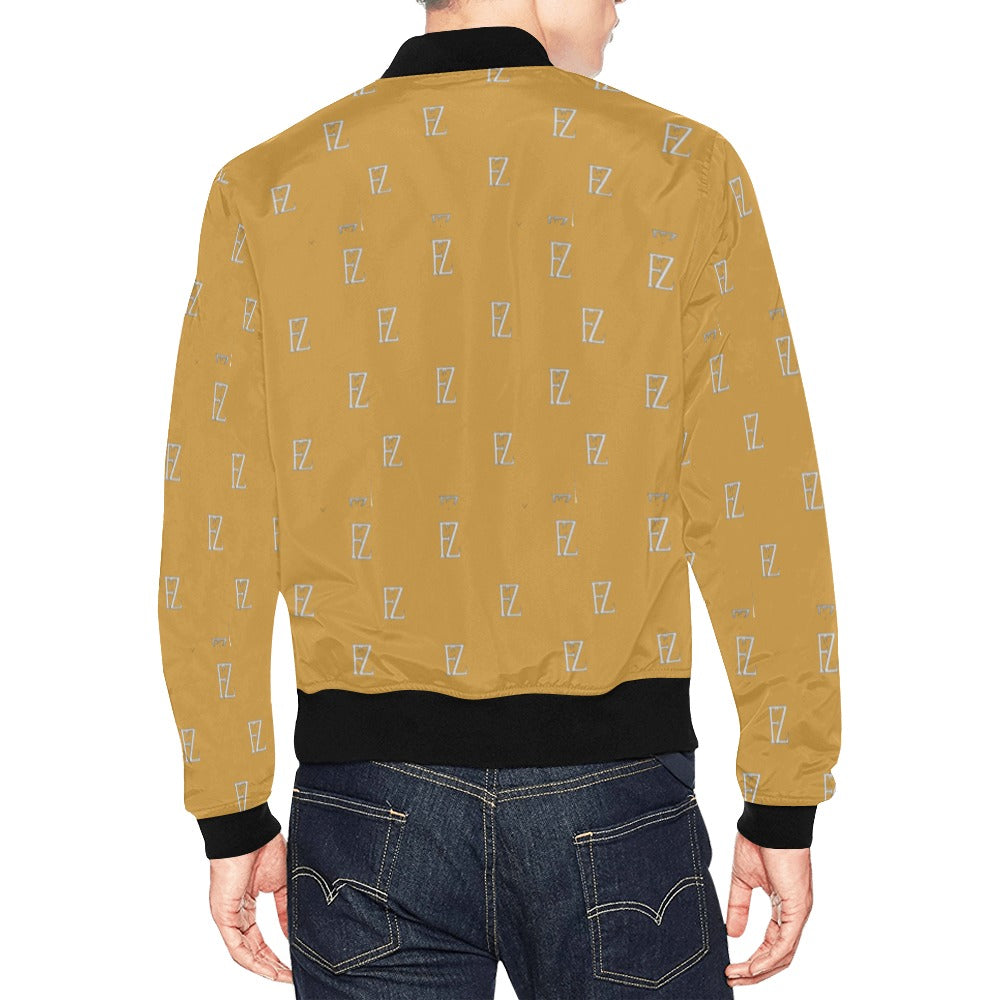 fz men's designer jacket- gold men's all over print casual jacket (model h19)