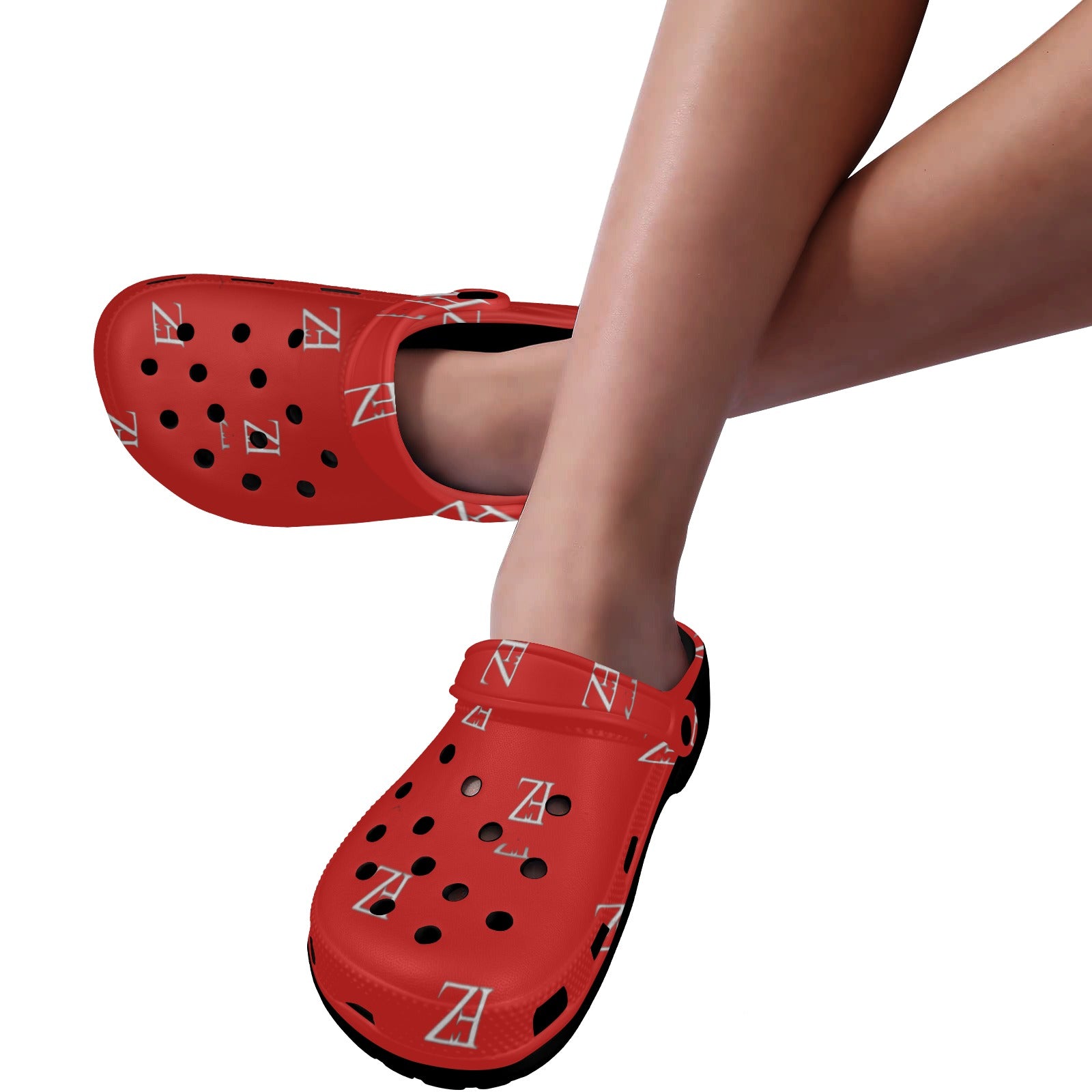 fz unisex sandals - red/black custom print adults clogs