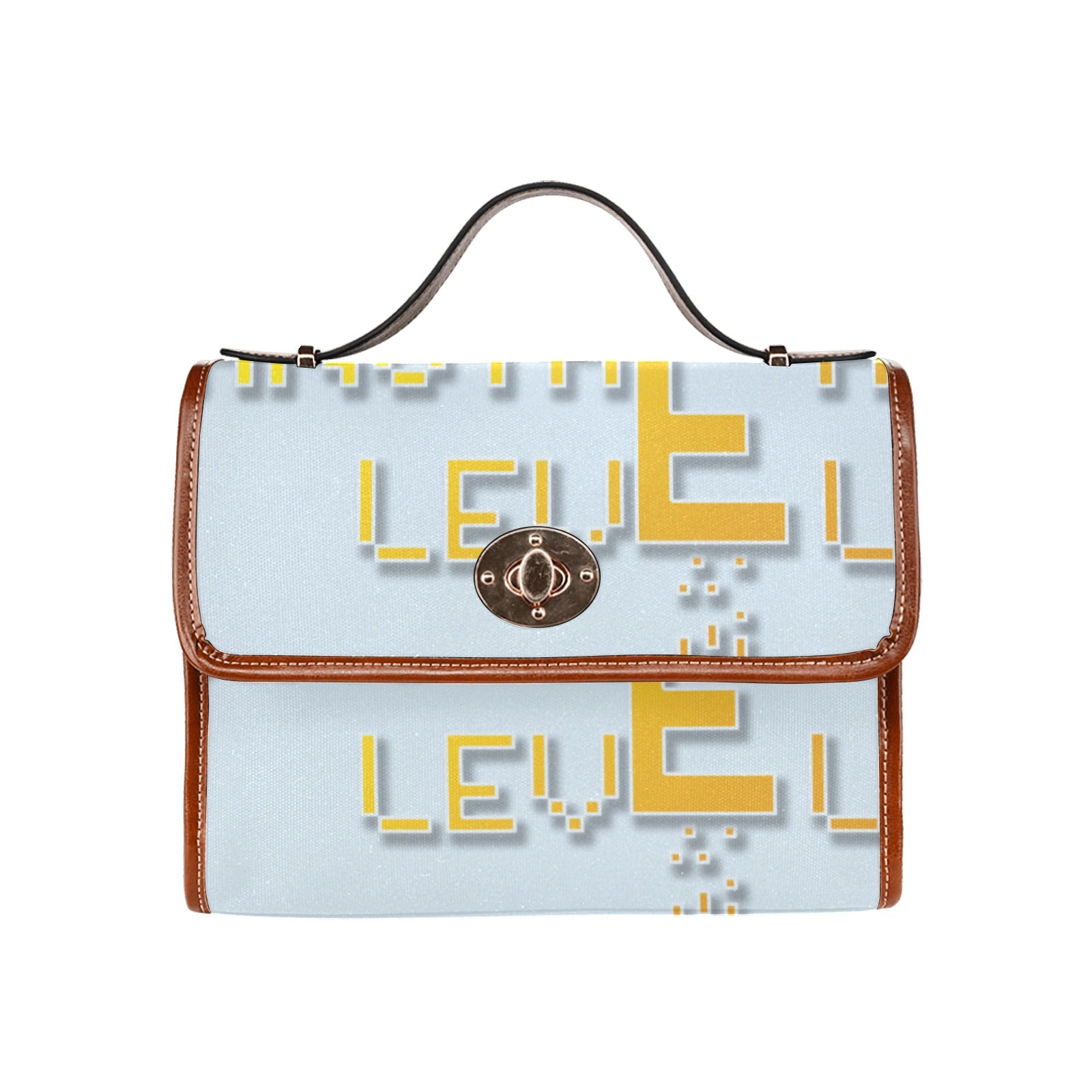 fz yellow levels handbag one size / fz - levels bag-blue all over print waterproof canvas bag(model1641)(brown strap)