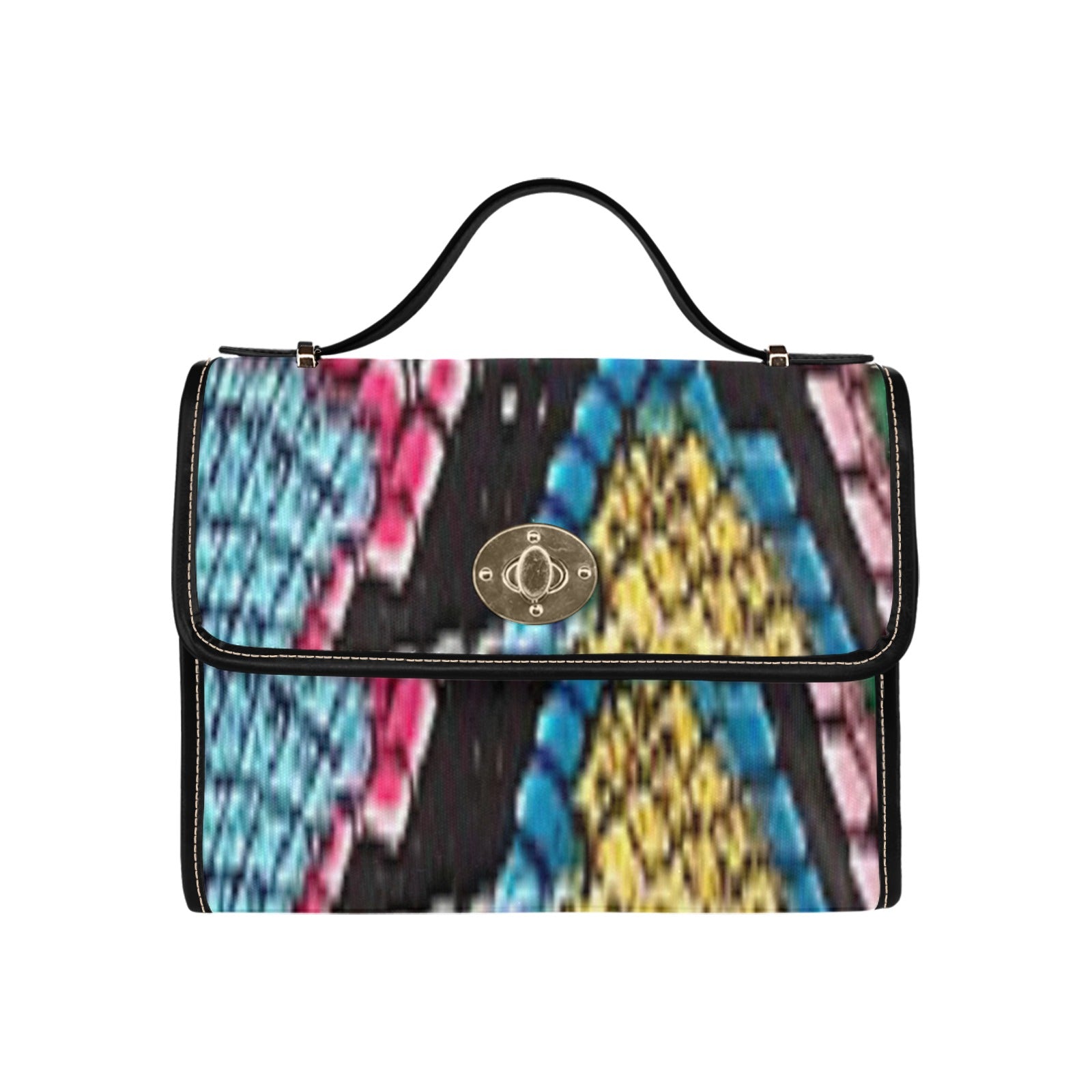 fz color snake handbag all over print canvas bag (model 1641)(black)