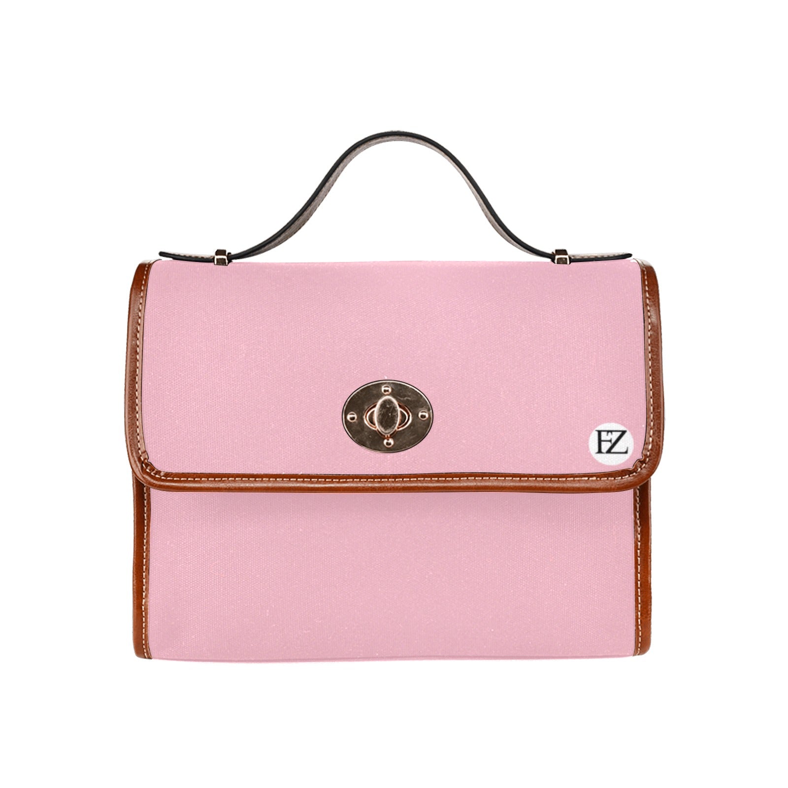 fz original handbag one size / fz - pink all over print waterproof canvas bag(model1641)(brown strap)