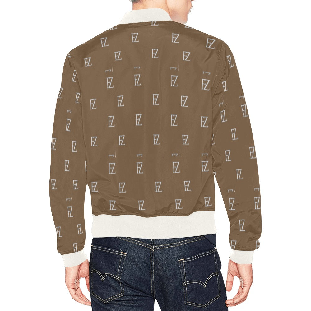 fz men's designer jacket-brown men's all over print casual jacket (model h19)