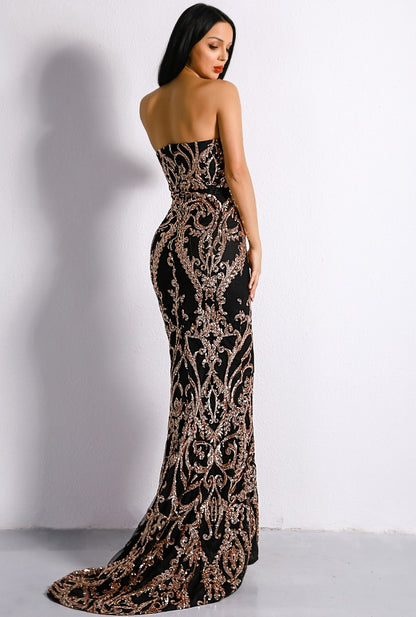 fz women's embellished sequin gown