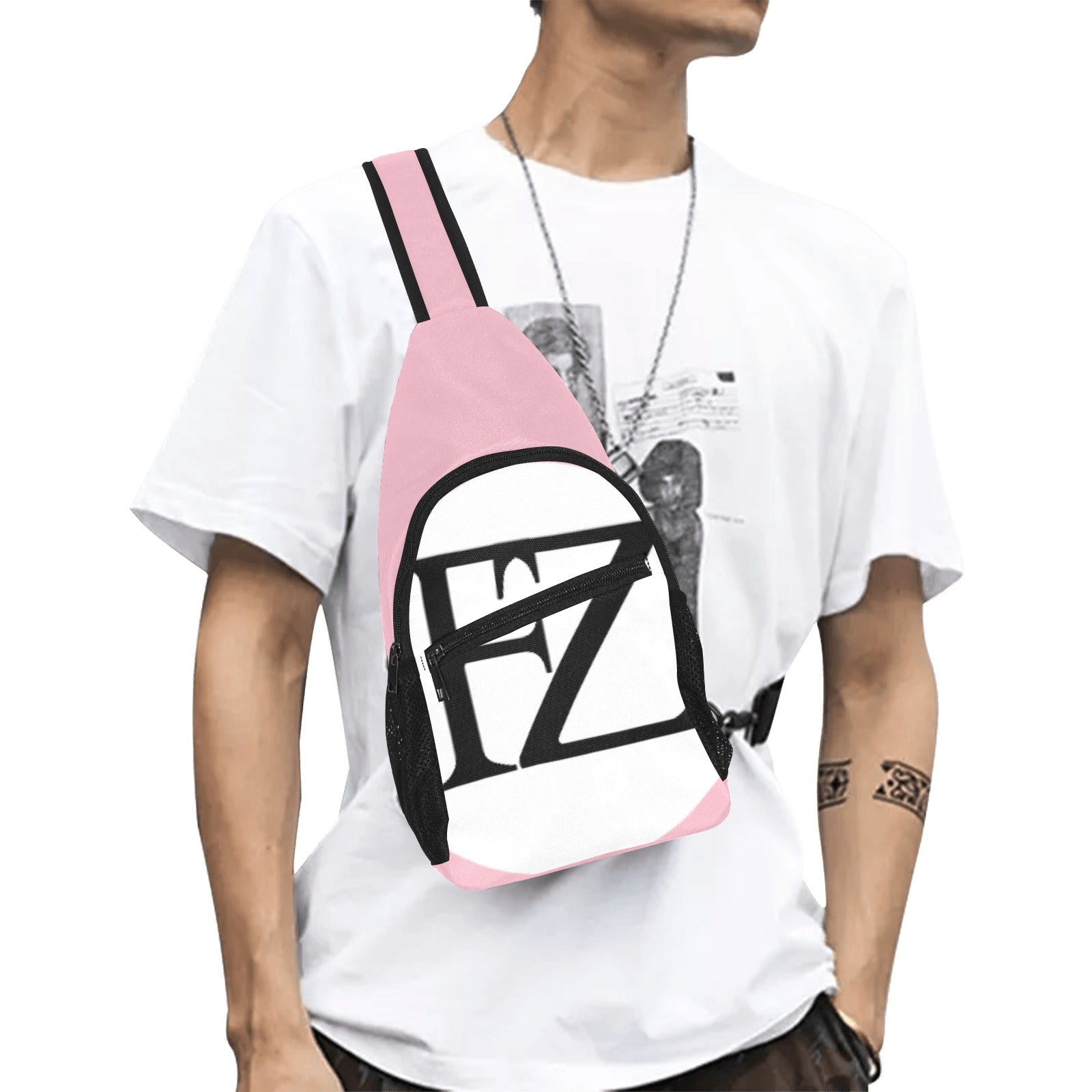 fz men's chest bag too one size / fz men's chest bag too-pink all over print chest bag(model1719)