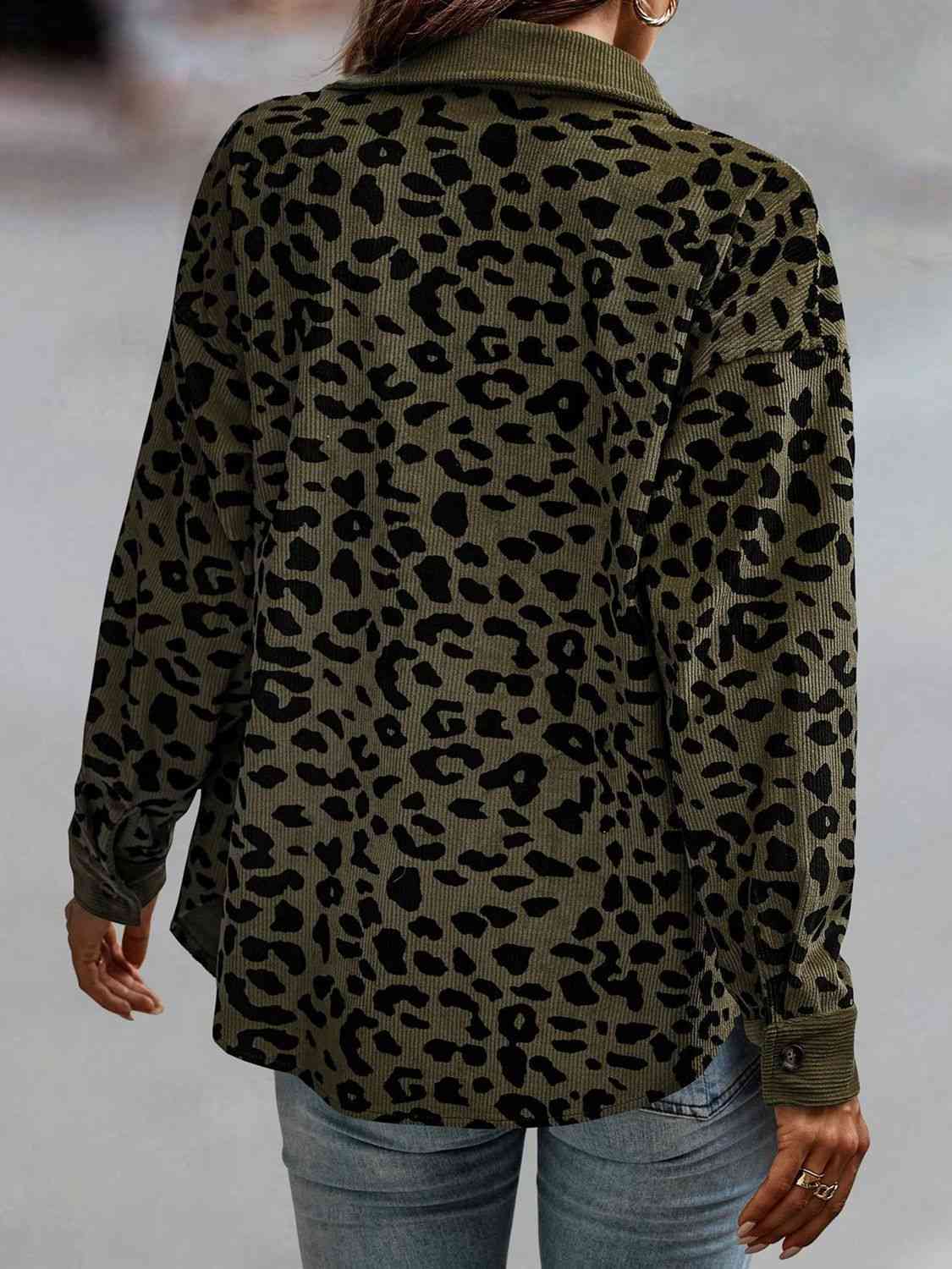 FZ Women's Full Size Leopard Buttoned Jacket - FZwear