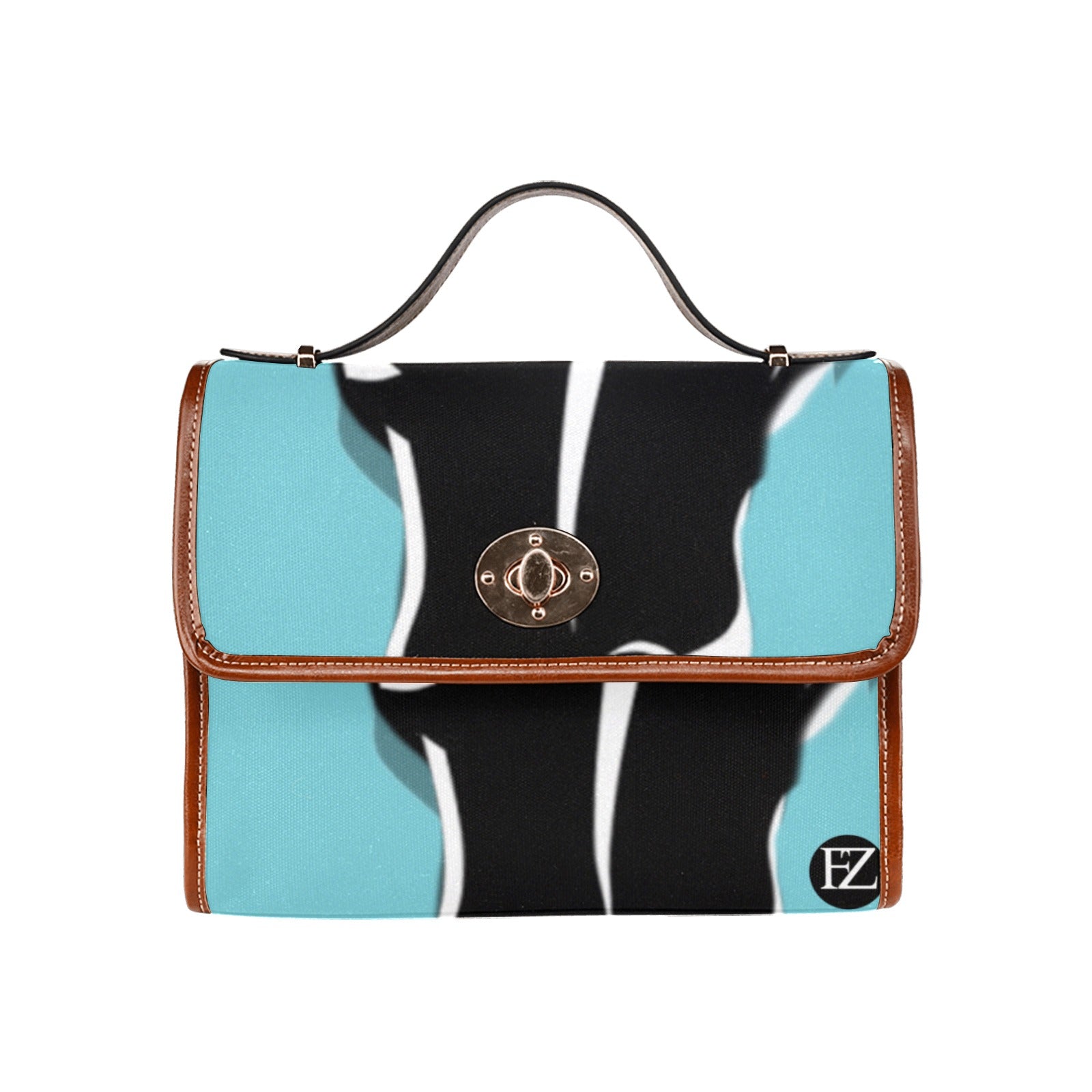 fz bull handbag one size / fz bull handbag - new blue all over print waterproof canvas bag(model1641)(brown strap)