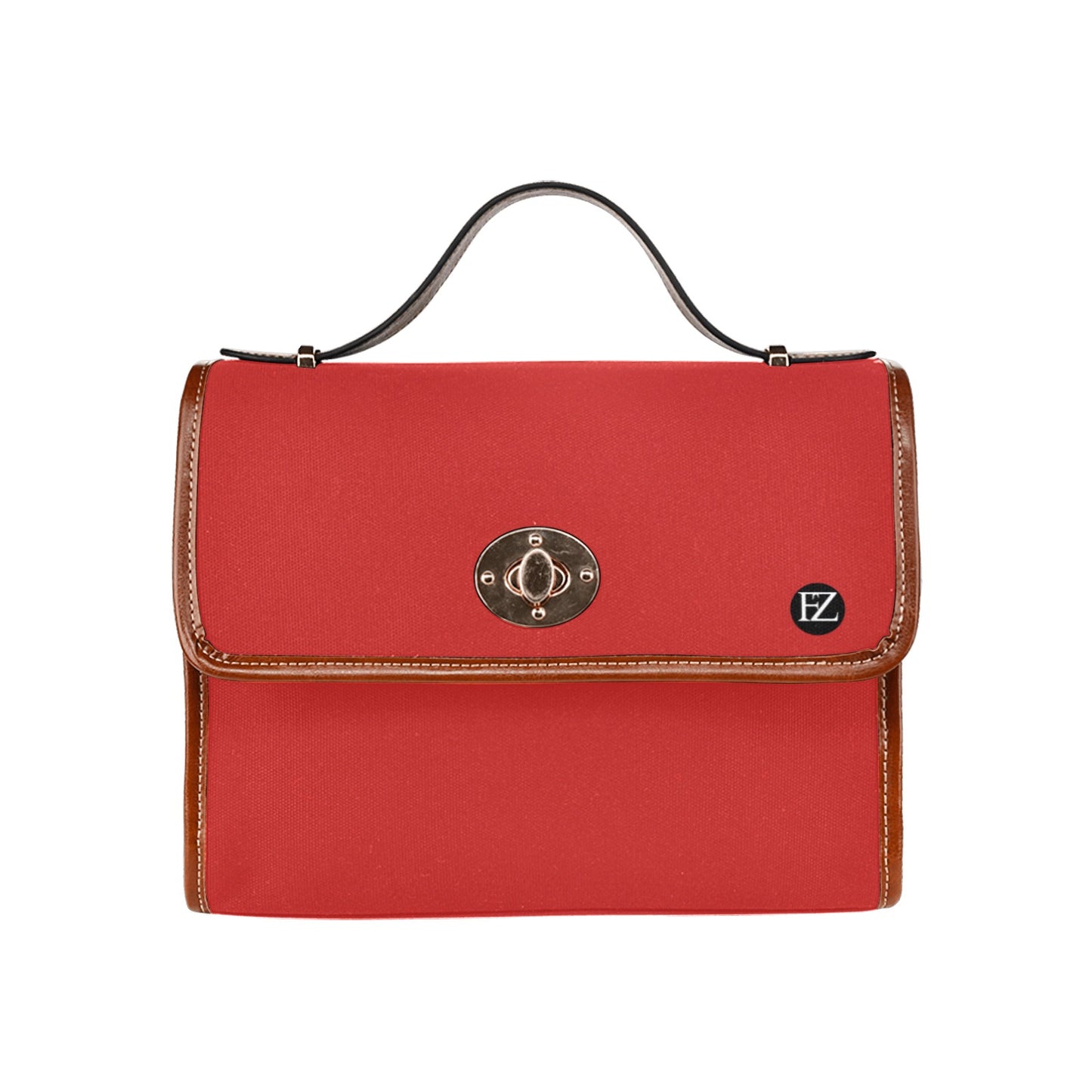 fz original handbag one size / fz 0riginal handbag - red all over print waterproof canvas bag(model1641)(brown strap)