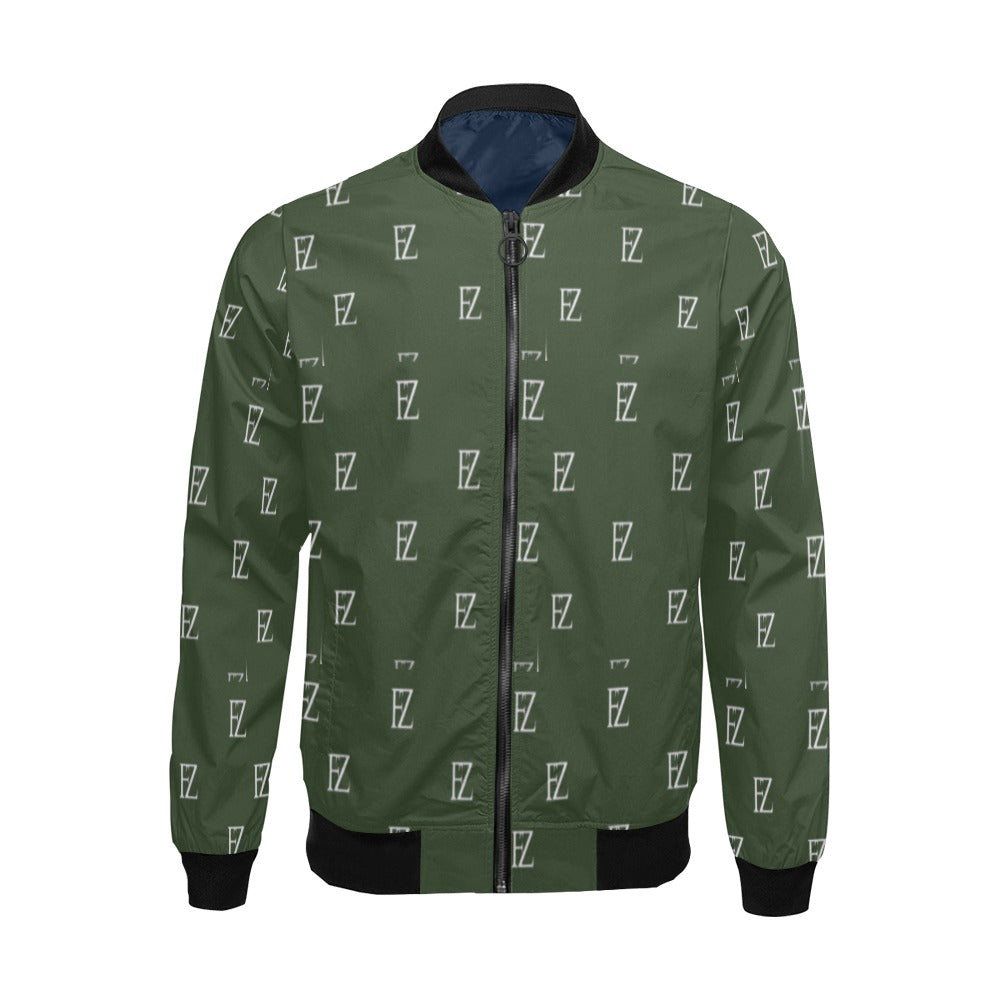 fz men's designer jacket-green men's all over print casual jacket (model h19)