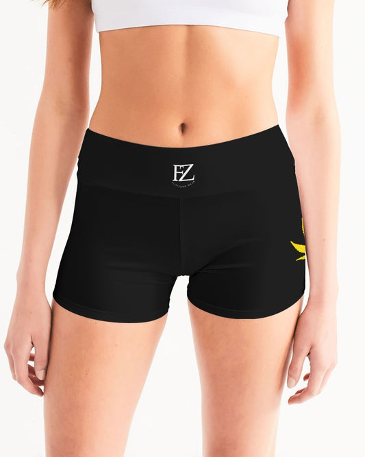 black zone women's mid-rise yoga shorts