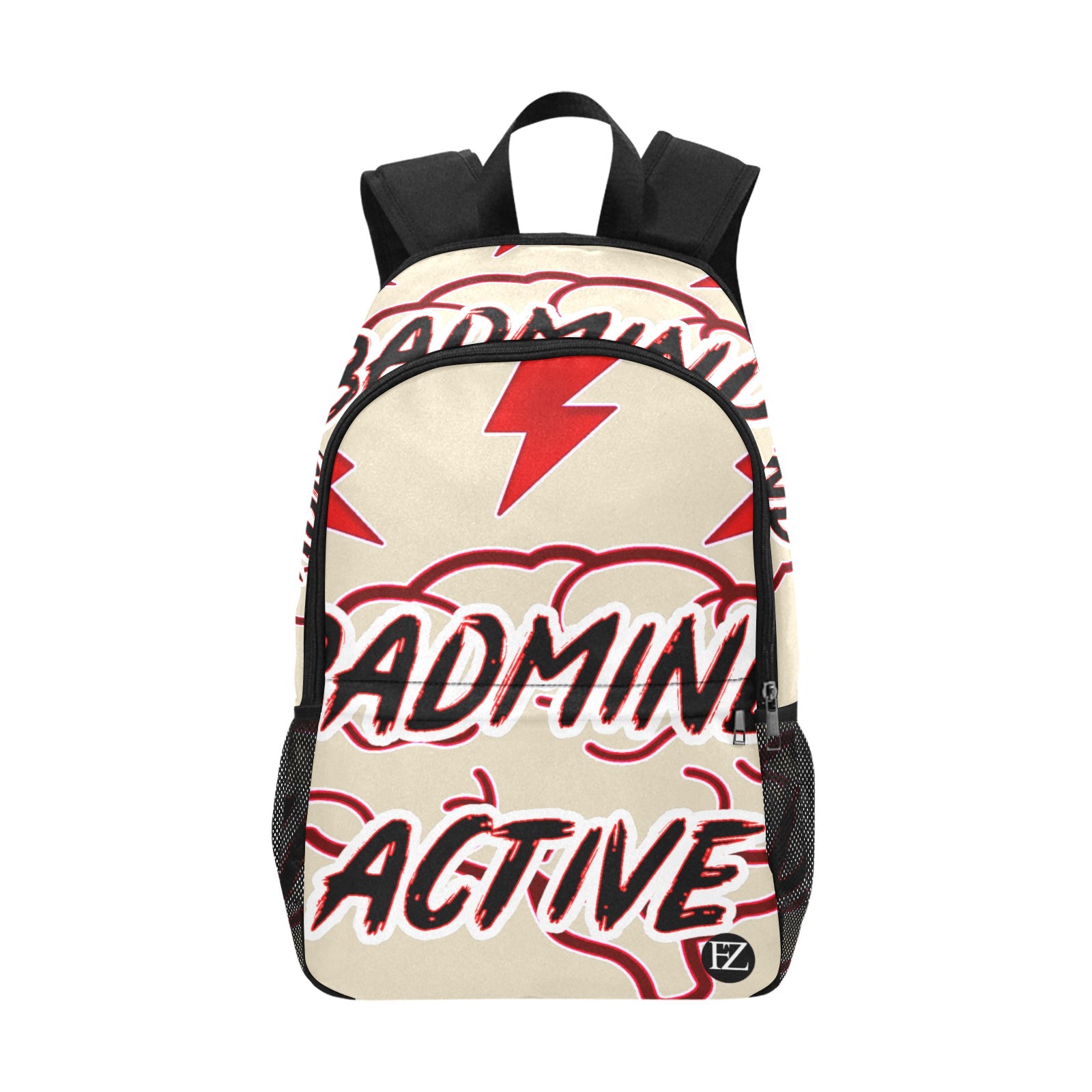 fz mind backpack one size / fz mind backpack - creme all-over print unisex casual backpack with side mesh pockets (model 1659)