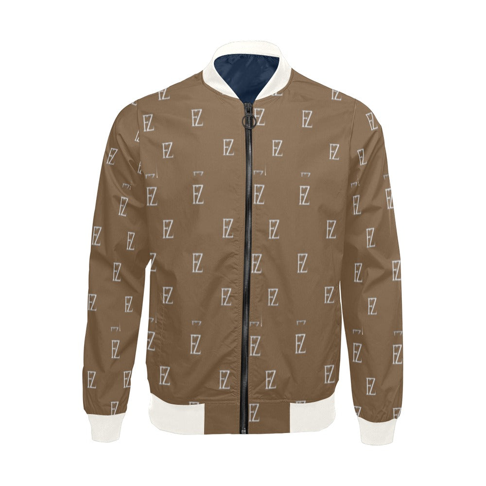 fz men's designer jacket-brown men's all over print casual jacket (model h19)