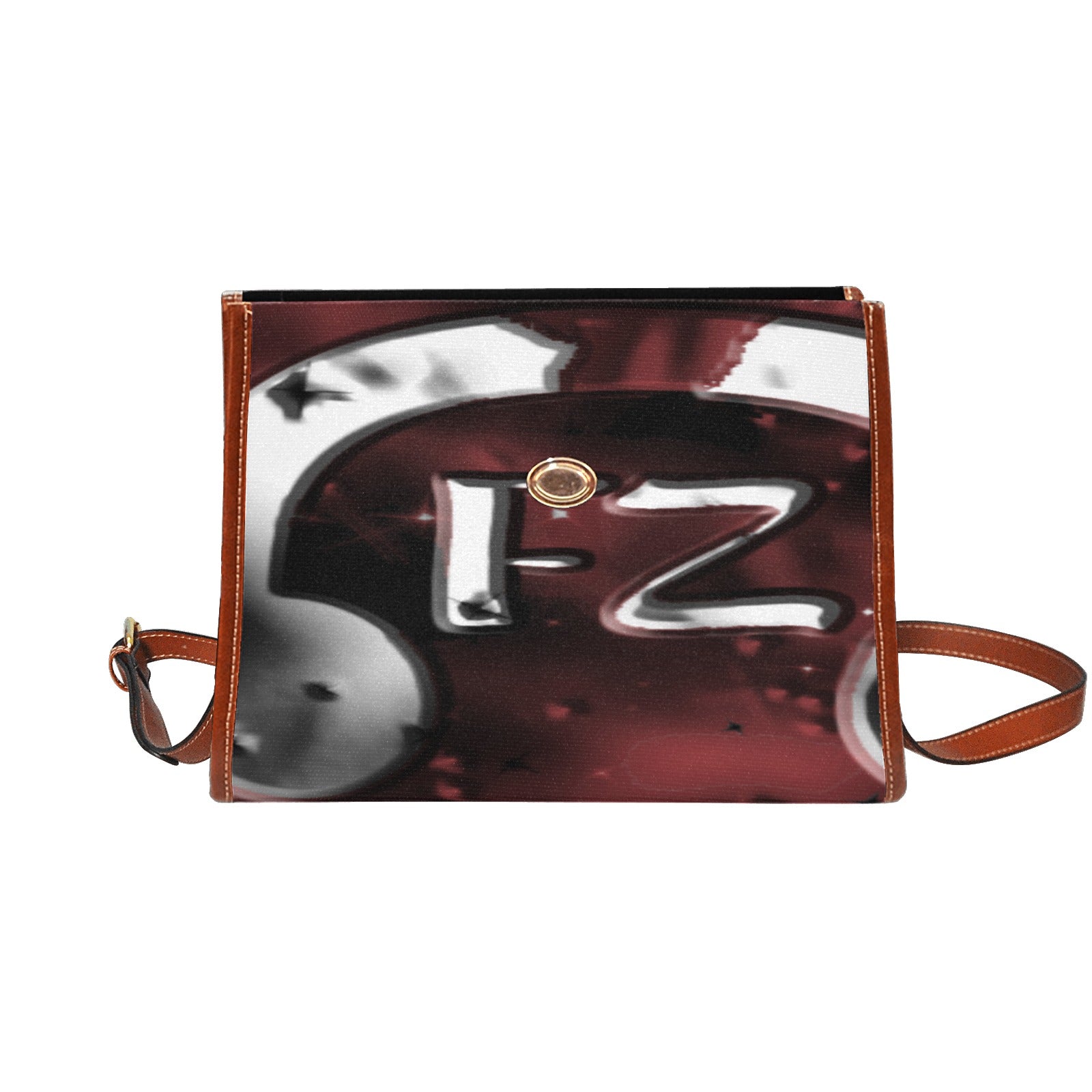 fz new zone handbag all over print waterproof canvas bag(model1641)(brown strap)
