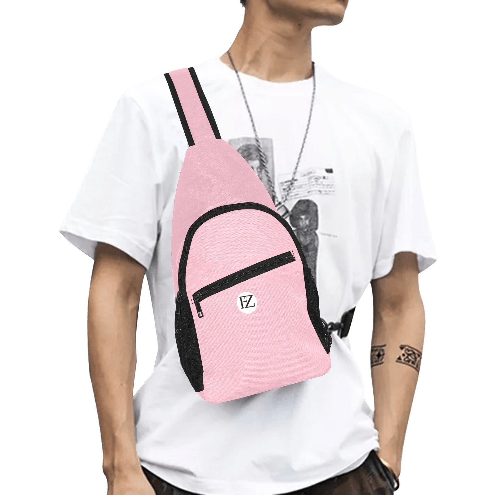 fz men's chest bag too one size / fz chest bag-pink all over print chest bag(model1719)