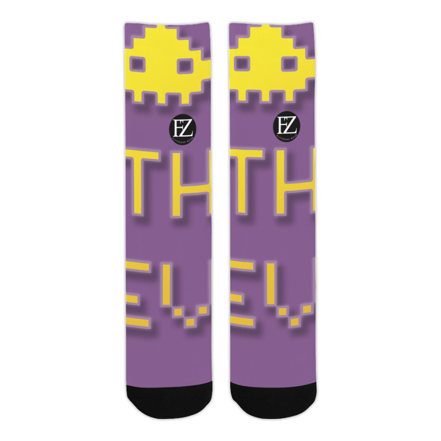 fz unisex socks - yellow one size / fz socks - purple sublimated crew socks(made in usa)
