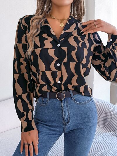 FZ Women's Printed Button Up Long Sleeve Work Top - FZwear