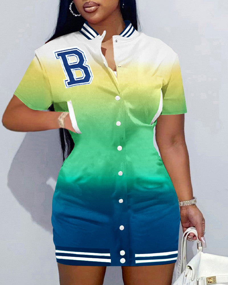 FZ Women's Print Baseball Collar Dress - FZwear