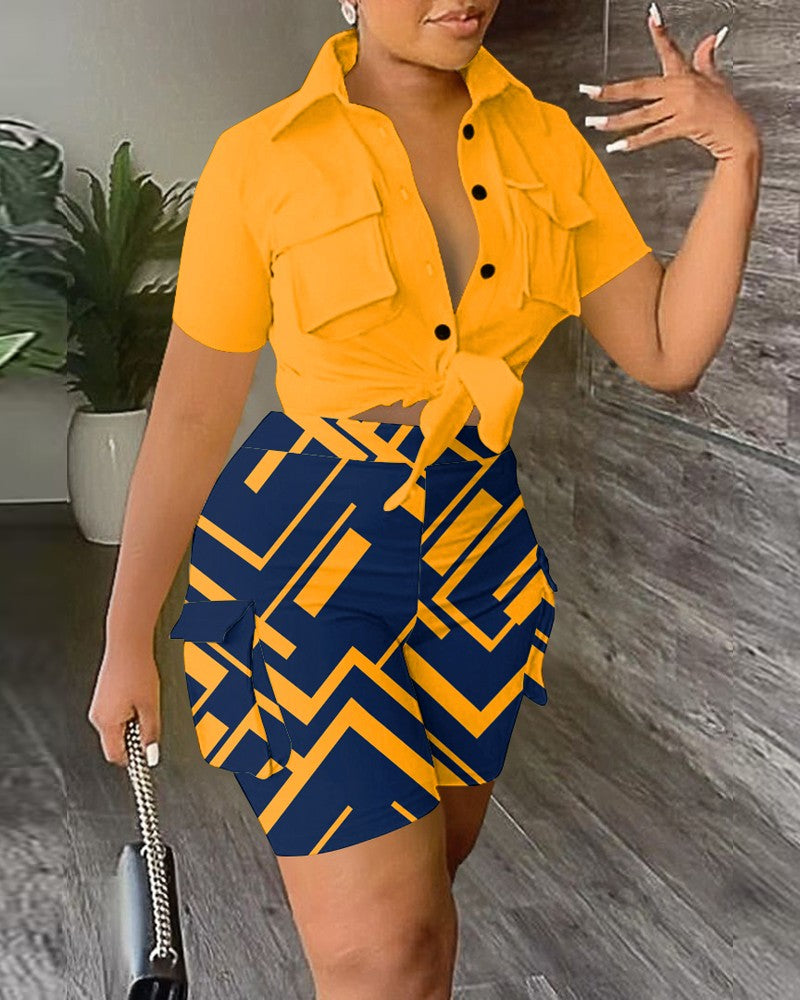 FZ Women's Camouflage Print High Waist Shorts Suit - FZwear