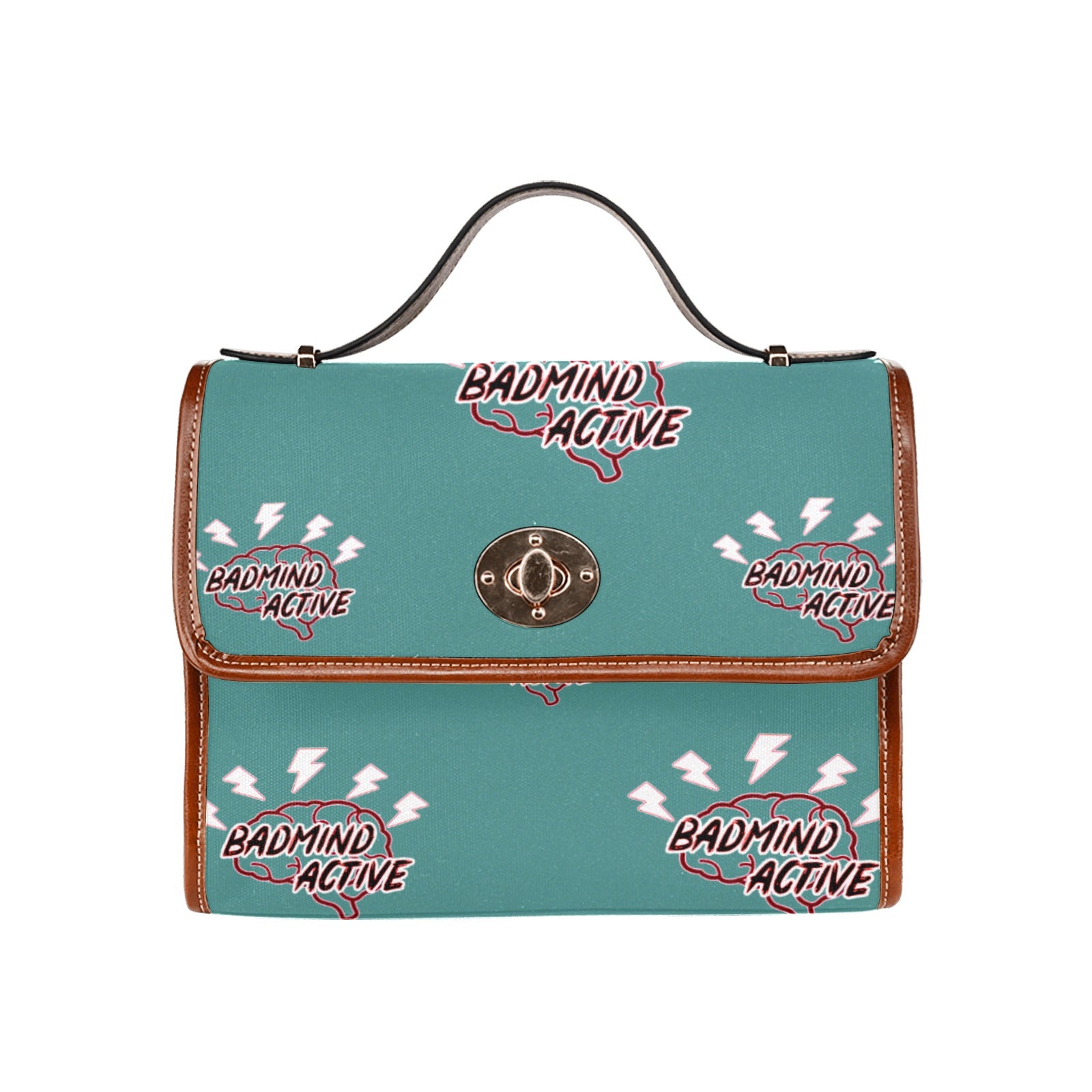 fz mind handbag one size / fz - mind bag-fuchsia all over print waterproof canvas bag(model1641)(brown strap)