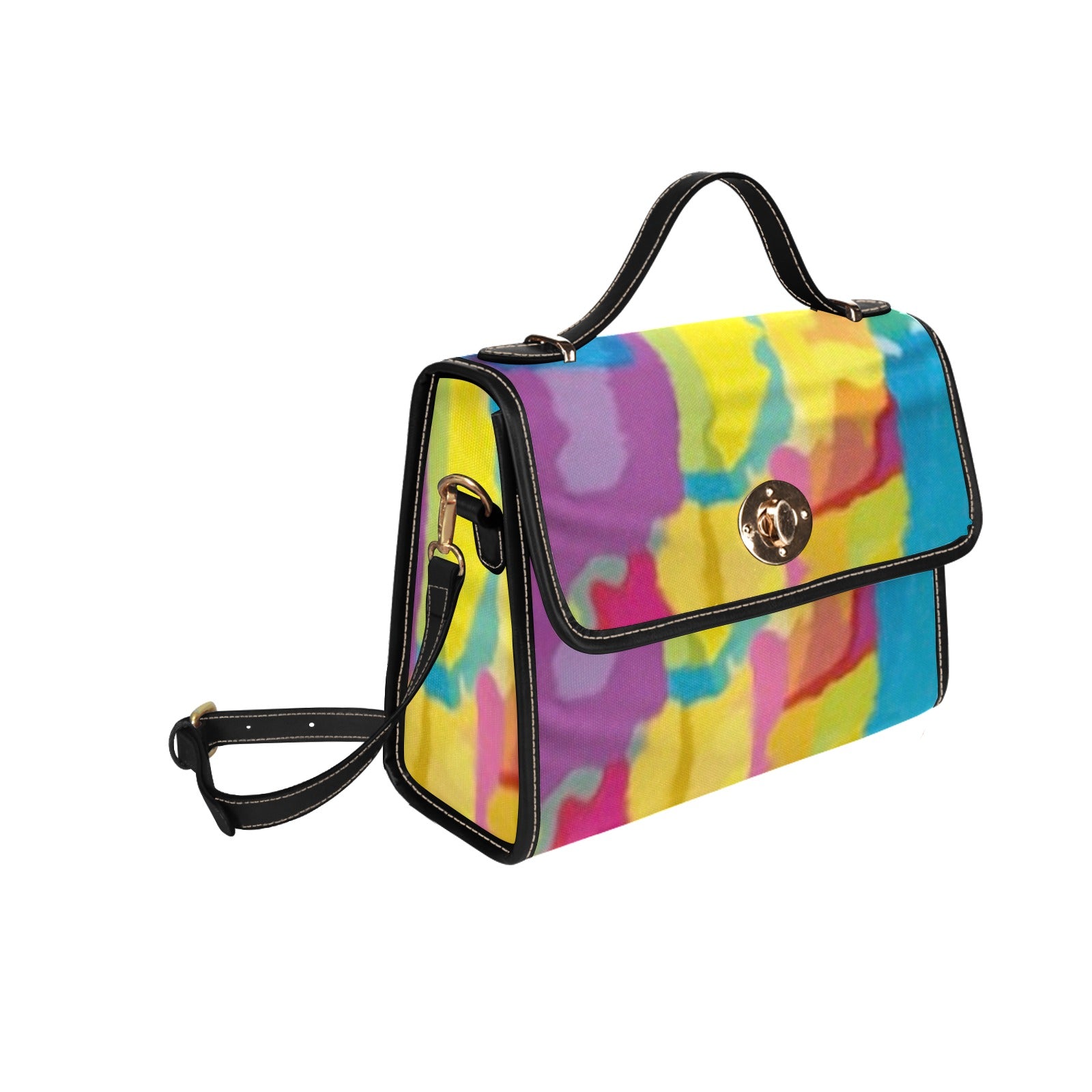 fz rianbow handbag all over print canvas bag (model 1641)(black)