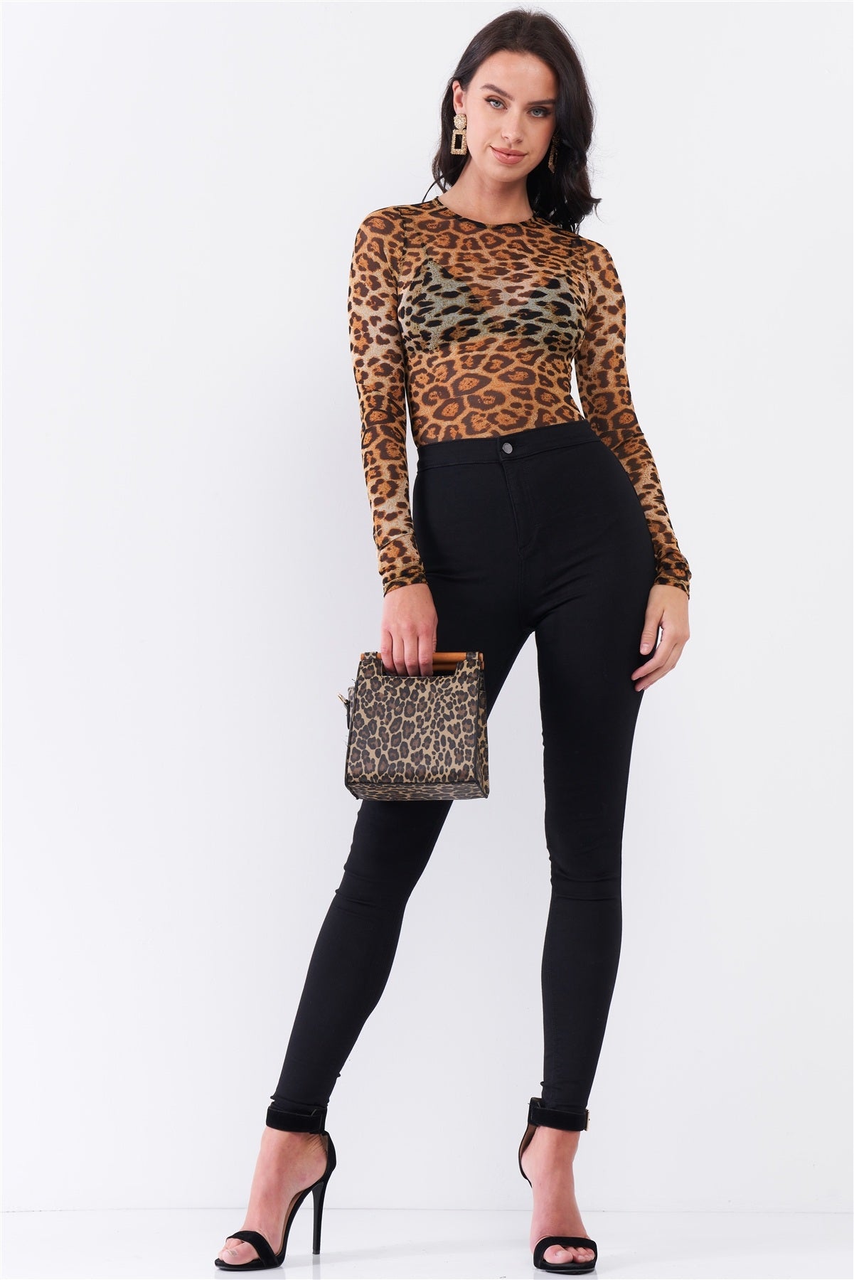 fz women's leopard print bodysuit