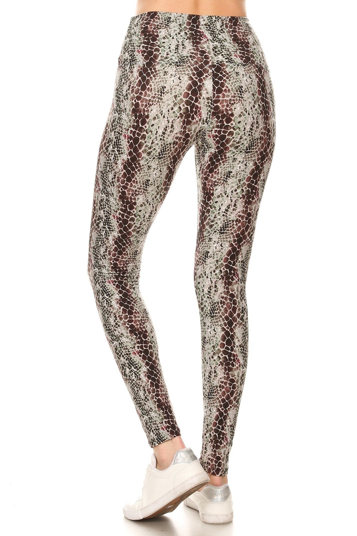 FZ Women's Banded Lined Snakeskin Printed Knit Leggings - FZwear