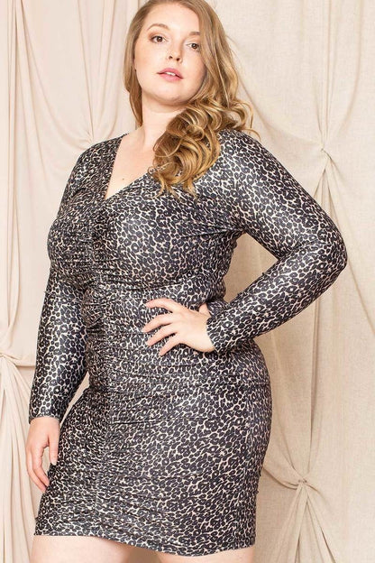 fz women's leopard print plus size dress