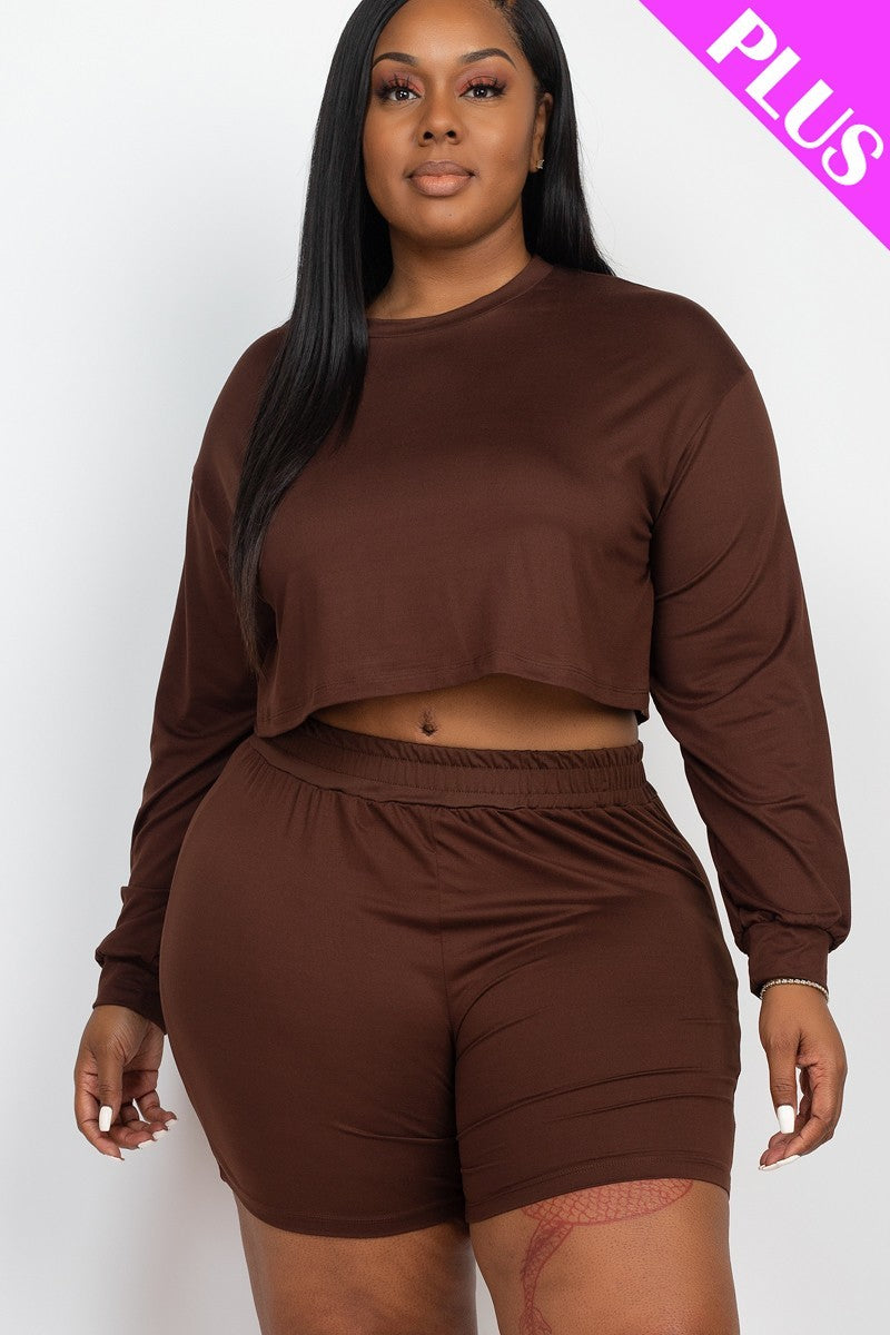 fz women's plus size top and shorts suit