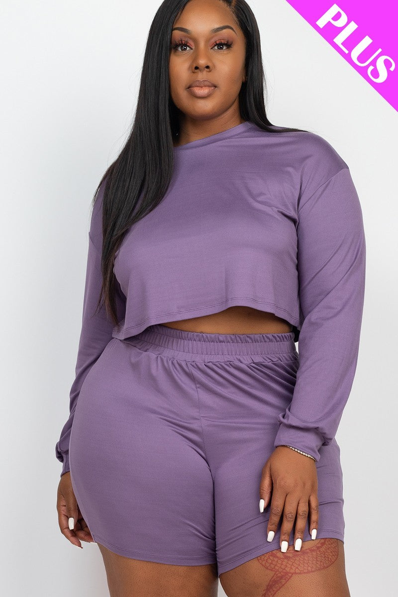 fz women's plus size top and shorts suit