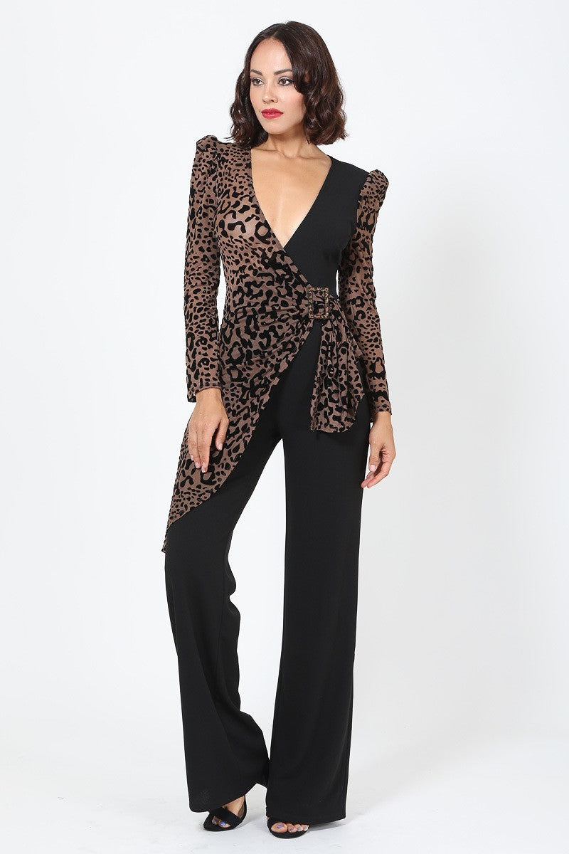 fz women's detail leopard jumpsuit