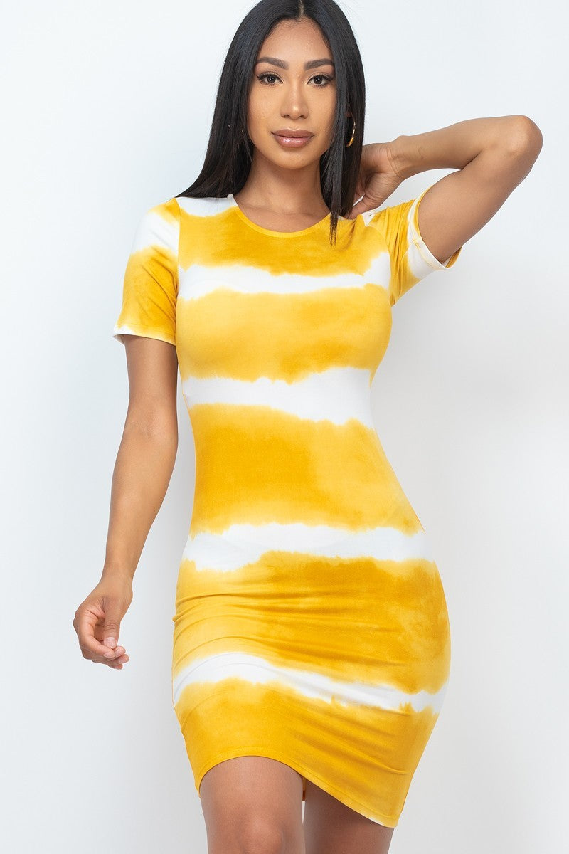 fz women's stripe tie-dye printed midi dress