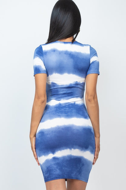 fz women's stripe tie-dye printed midi dress