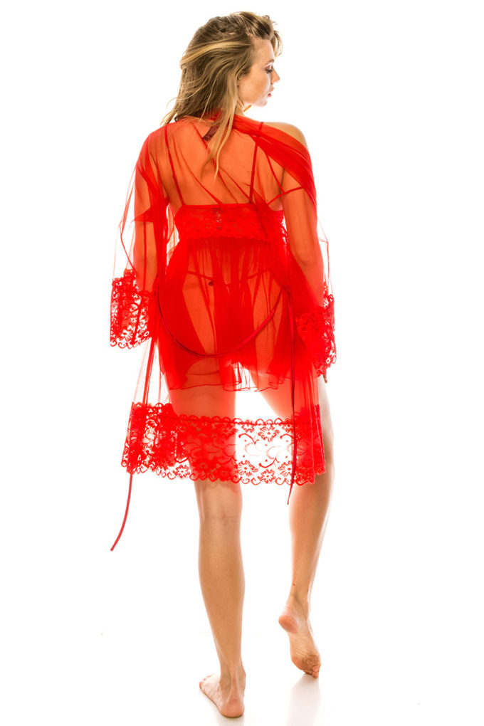 fz women's 3pc mesh robe lingerie