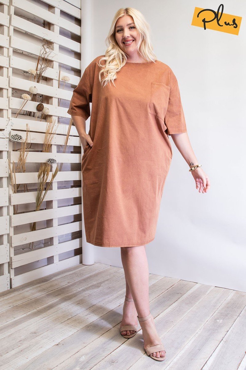 fz washed plus size loose fit dress