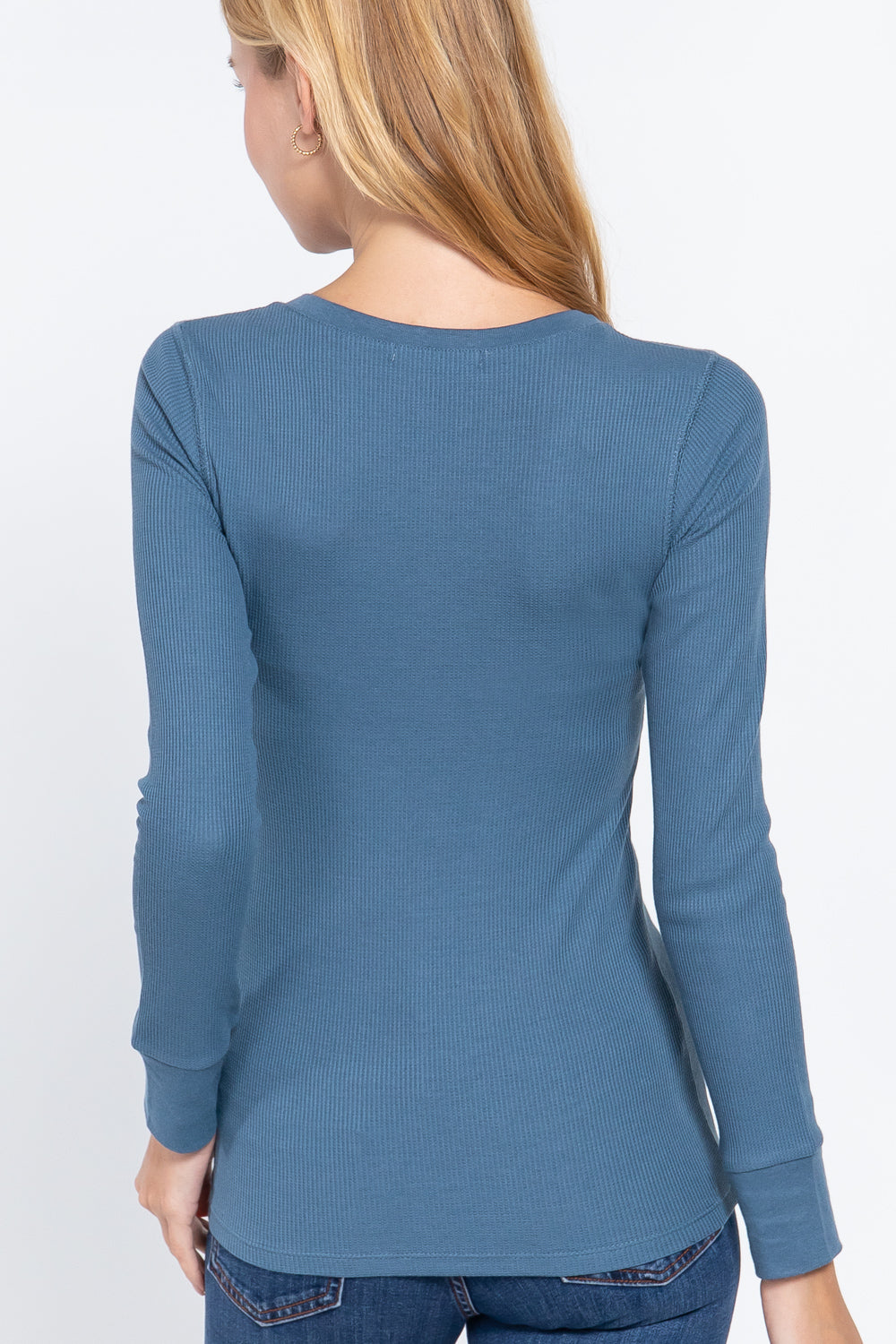 long slv v-neck thermal top