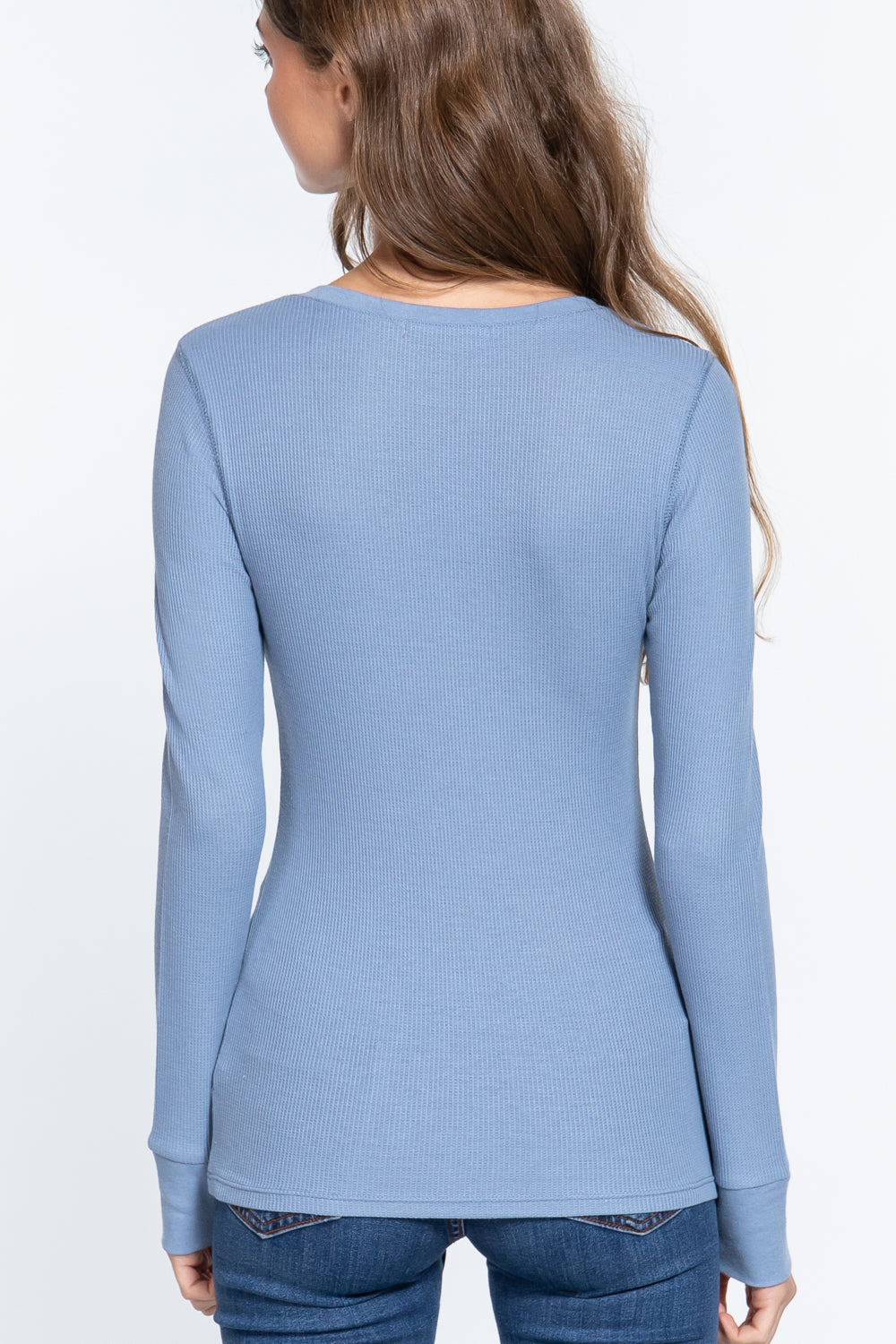 long slv v-neck thermal top