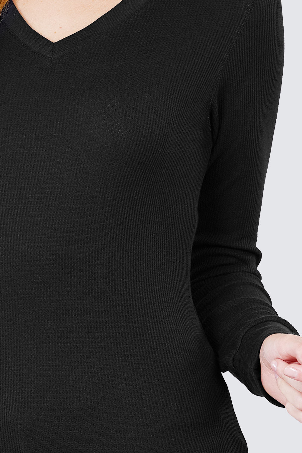 long slv v-neck thermal top