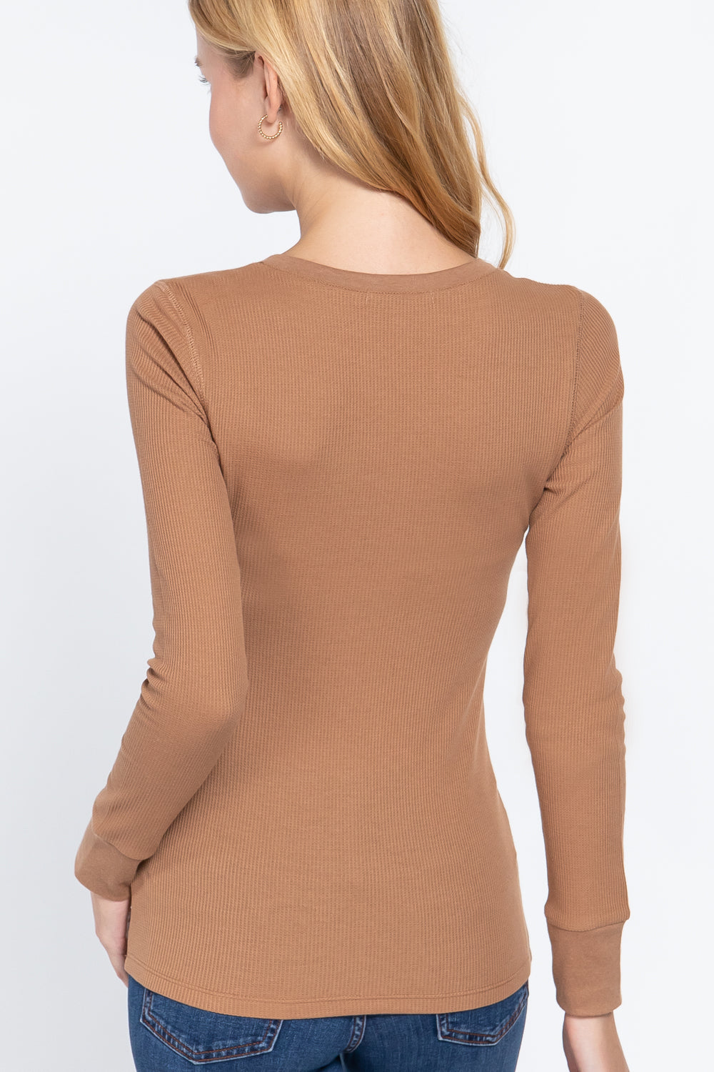 long slv v-neck thermal top