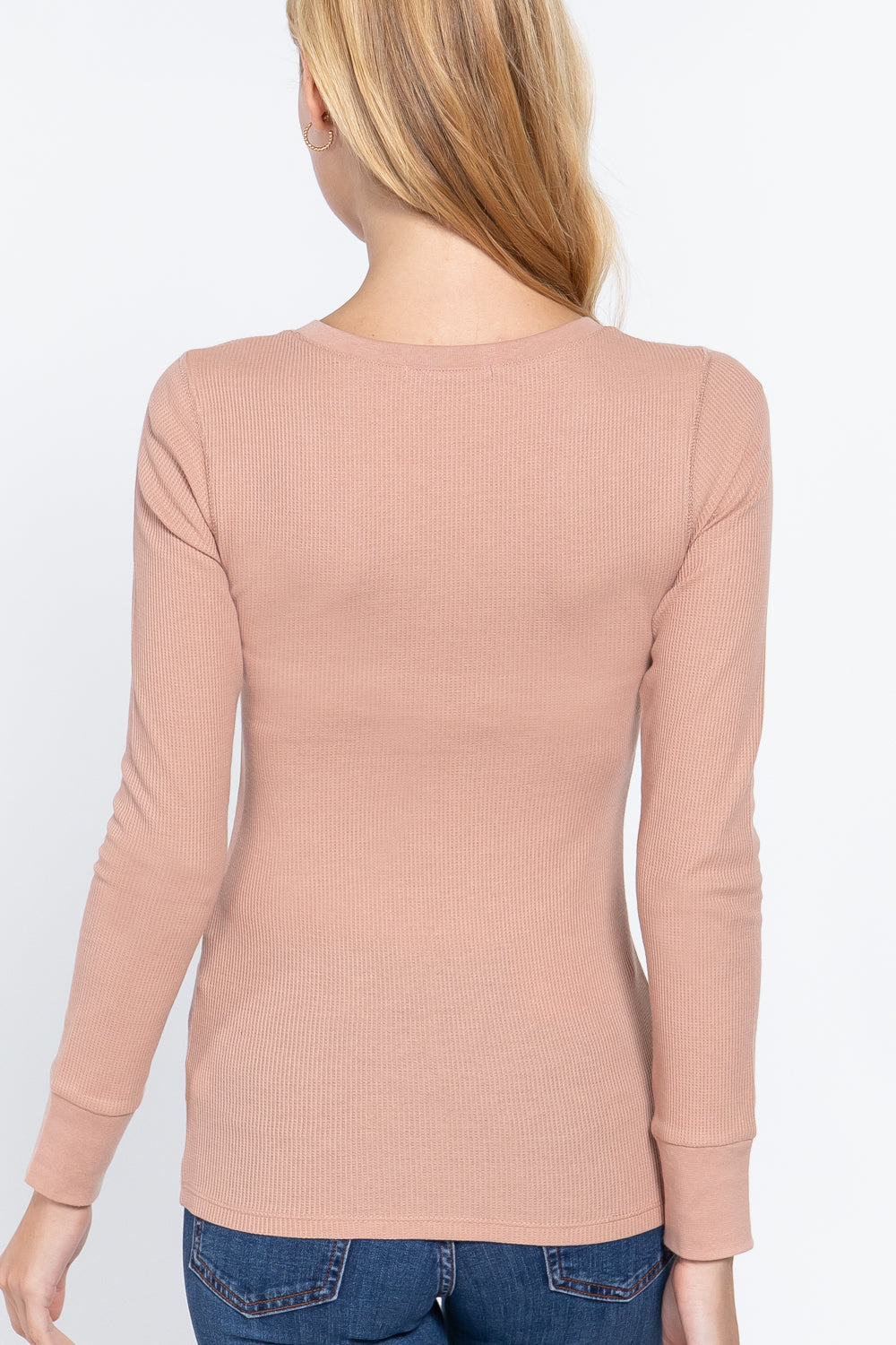 long slv v-neck thermal top