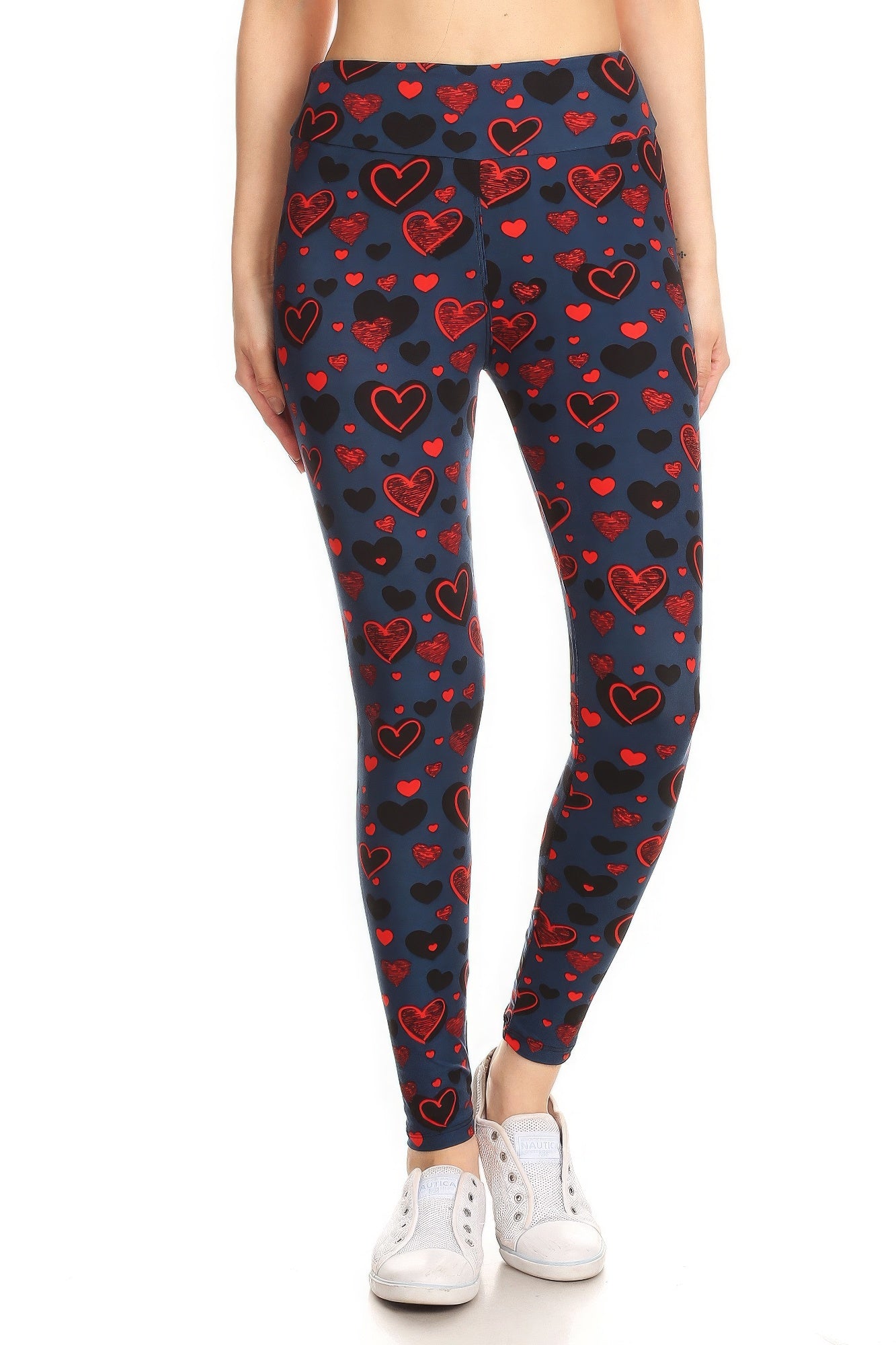 FZ Women's Banded Lined Heart Print, Full Length Leggings - FZwear